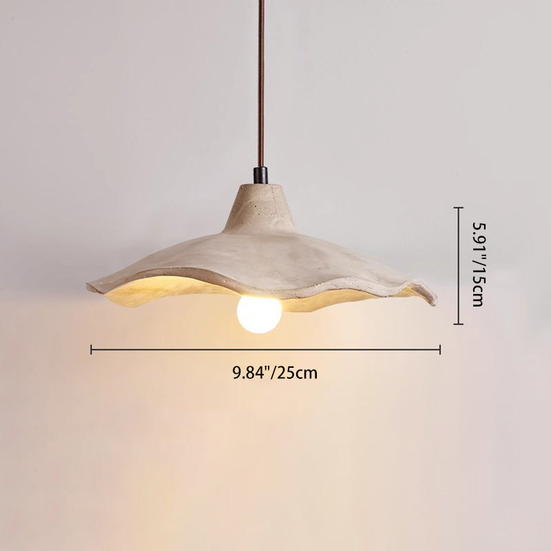 Traditional Japanese Irregular Round Cement 1-Light Pendant Light For Bedroom