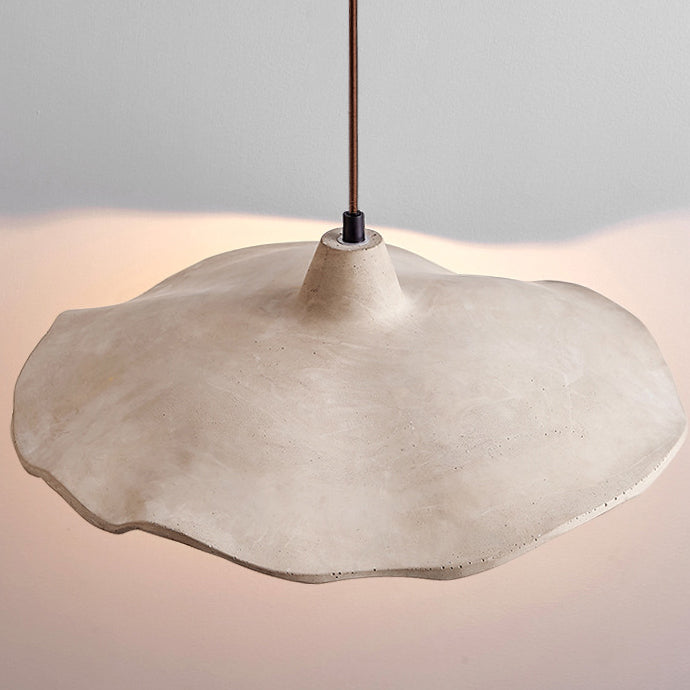 Traditional Japanese Irregular Round Cement 1-Light Pendant Light For Bedroom