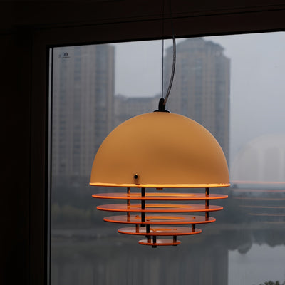 Contemporary Creative Globe Sunset Iron Glass Acrylic 1-Light Pendant Light For Living Room