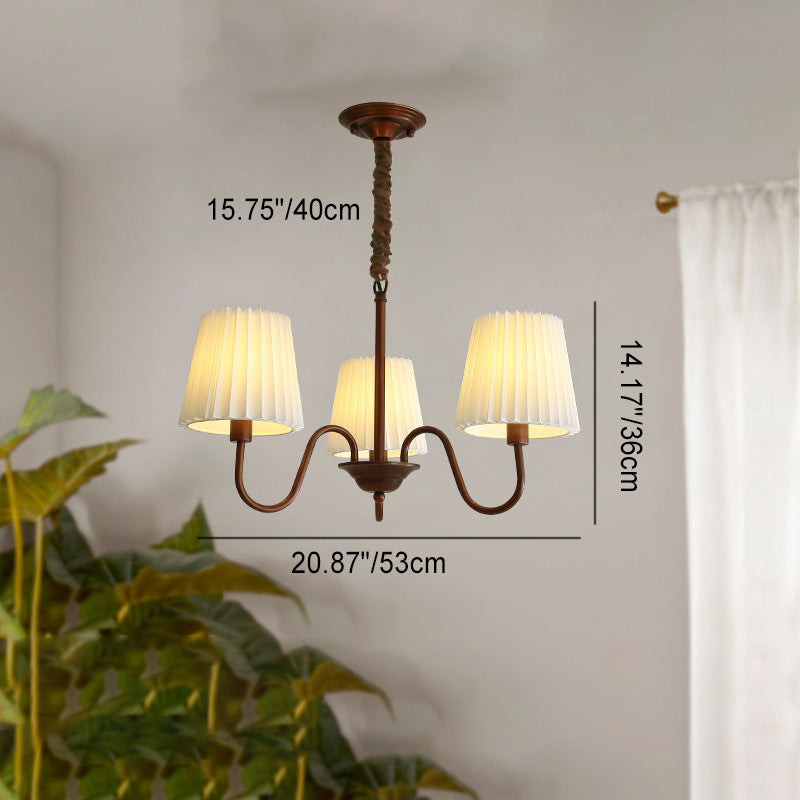 Traditional Rustic Branch Curved Rod Candelabra Cylinder Fabric Shade Iron Frame 3/6/8/10 Light Chandelier For Living Room