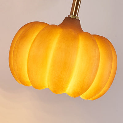 Contemporary Creative Pumpkin Solid Wood Resin 1-Light Wall Sconce Lamp For Living Room