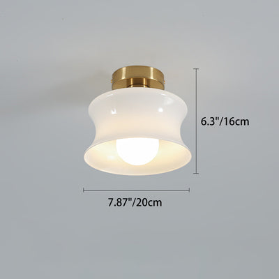 Contemporary Nordic Oval Cylinder Iron Glass 1-Light Semi-Flush Mount Ceiling Light For Living Room