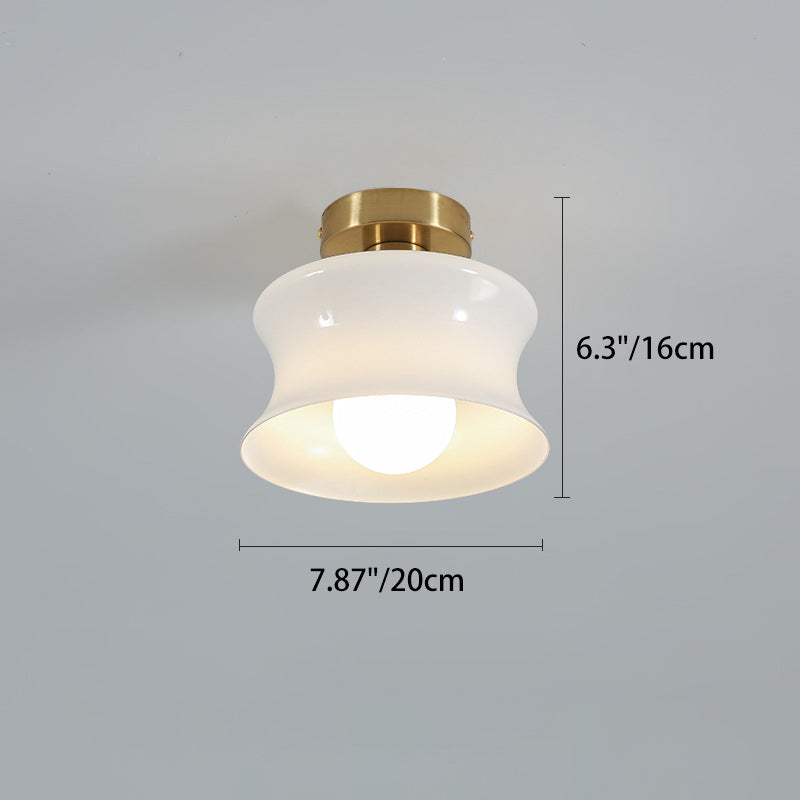 Contemporary Nordic Oval Cylinder Iron Glass 1-Light Semi-Flush Mount Ceiling Light For Living Room