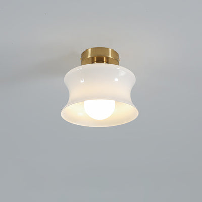 Contemporary Nordic Oval Cylinder Iron Glass 1-Light Semi-Flush Mount Ceiling Light For Living Room