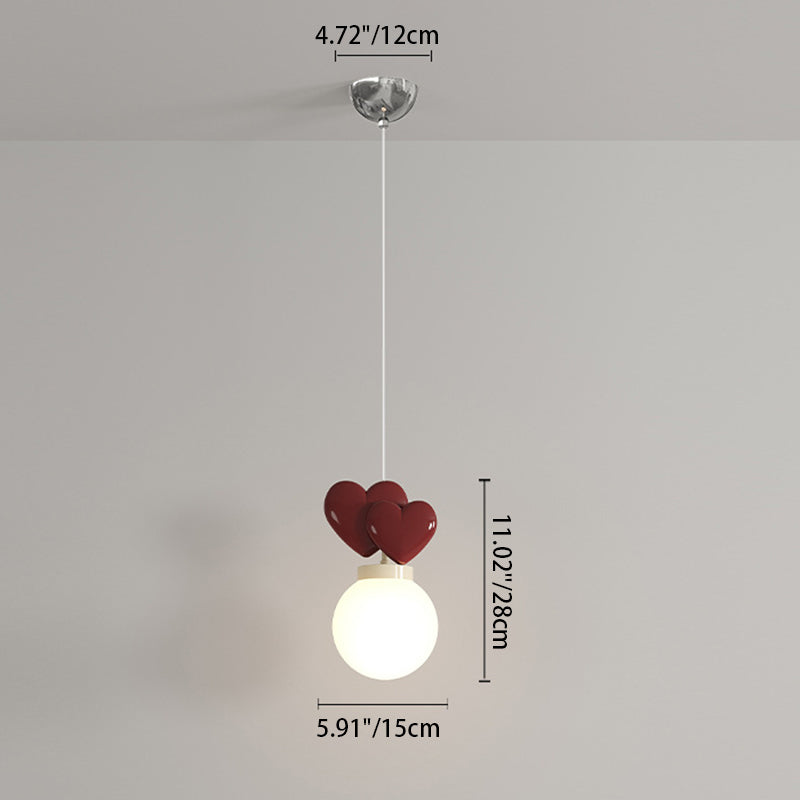 Modern Minimalist Orb Love Heart Hardware Resin 1-Light Pendant Light For Living Room