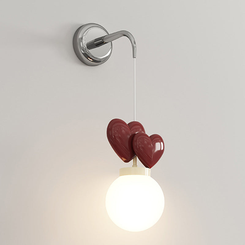 Modern Minimalist Orb Love Heart Hardware Resin 1-Light Wall Sconce Lamp For Bedroom