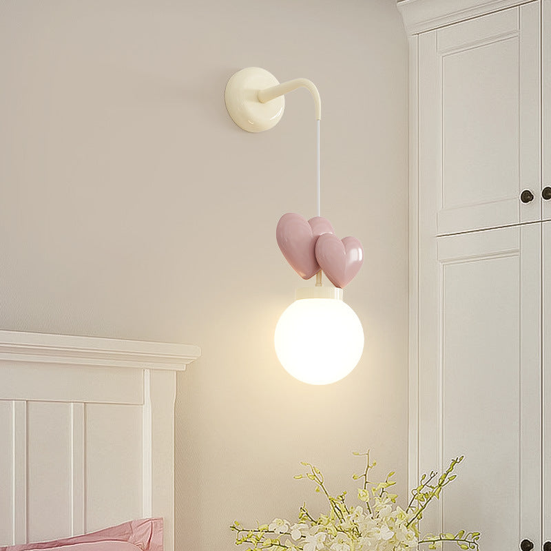 Modern Minimalist Orb Love Heart Hardware Resin 1-Light Wall Sconce Lamp For Bedroom