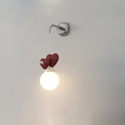 Modern Minimalist Orb Love Heart Hardware Resin 1-Light Wall Sconce Lamp For Bedroom