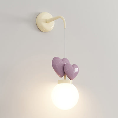 Modern Minimalist Orb Love Heart Hardware Resin 1-Light Wall Sconce Lamp For Bedroom