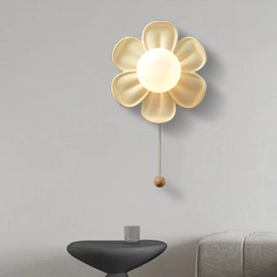 Contemporary Creative Floral Globe Iron PE Shade 1-Light Wall Sconce Lamp For Living Room