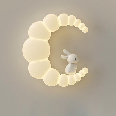 Modern Minimalist Moon Flower Rabbit Iron PE Shade LED Flush Mount Ceiling Light For Bedroom