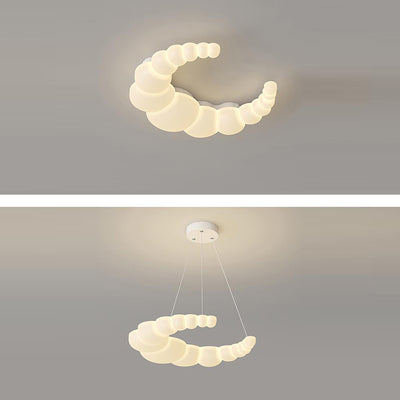 Modern Minimalist Moon Flower Rabbit Iron PE Shade LED Flush Mount Ceiling Light For Bedroom