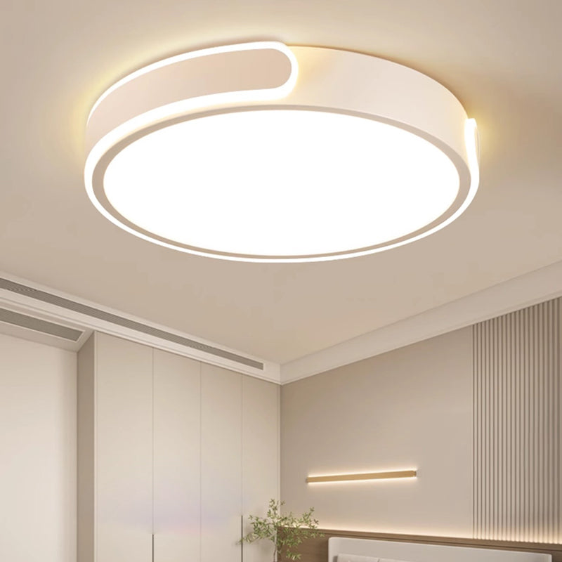 Modern Minimalist Round Aluminum Acrylic LED Flush Mount Ceiling Light For Bedroom