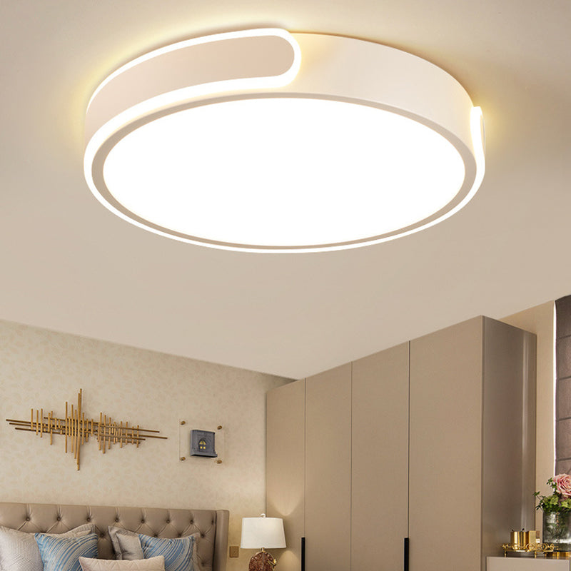 Modern Minimalist Round Aluminum Acrylic LED Flush Mount Ceiling Light For Bedroom