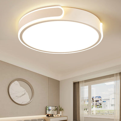 Modern Minimalist Round Aluminum Acrylic LED Flush Mount Ceiling Light For Bedroom