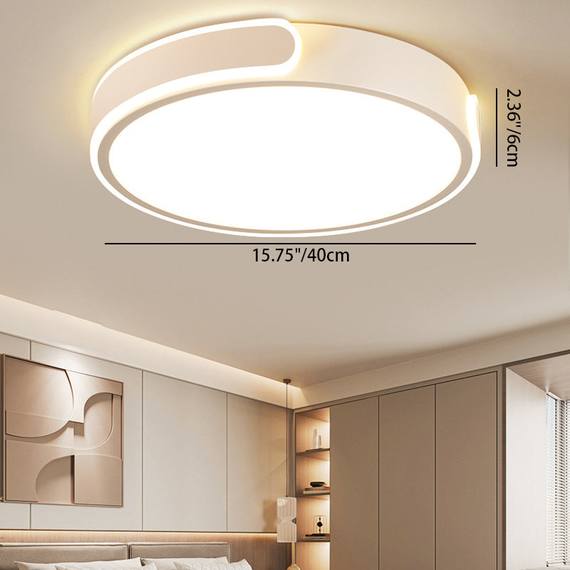 Modern Minimalist Round Aluminum Acrylic LED Flush Mount Ceiling Light For Bedroom