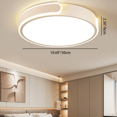 Modern Minimalist Round Aluminum Acrylic LED Flush Mount Ceiling Light For Bedroom