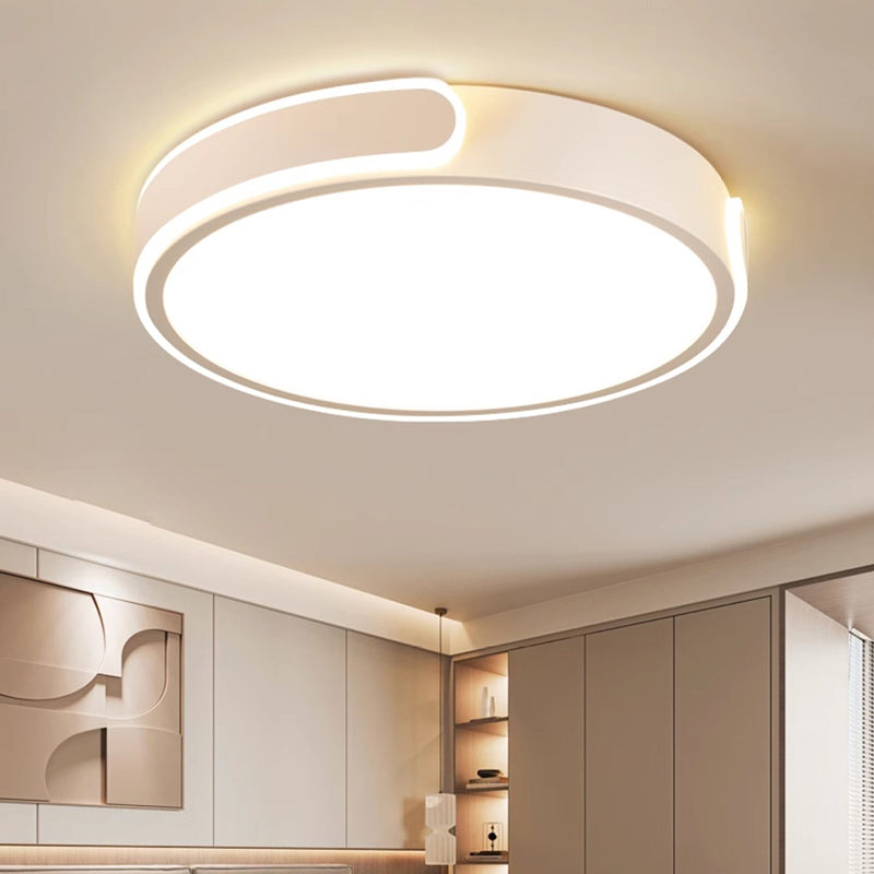 Modern Minimalist Round Aluminum Acrylic LED Flush Mount Ceiling Light For Bedroom