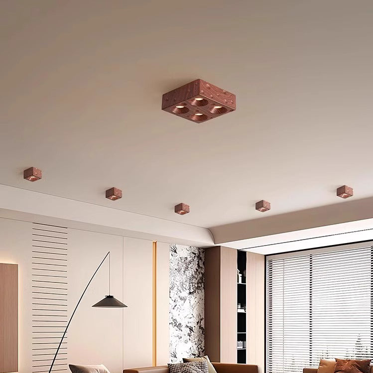 Modern Minimalist Cylinder Rectangle Cheese Iron LED Flush Mount Ceiling Light For Living Room