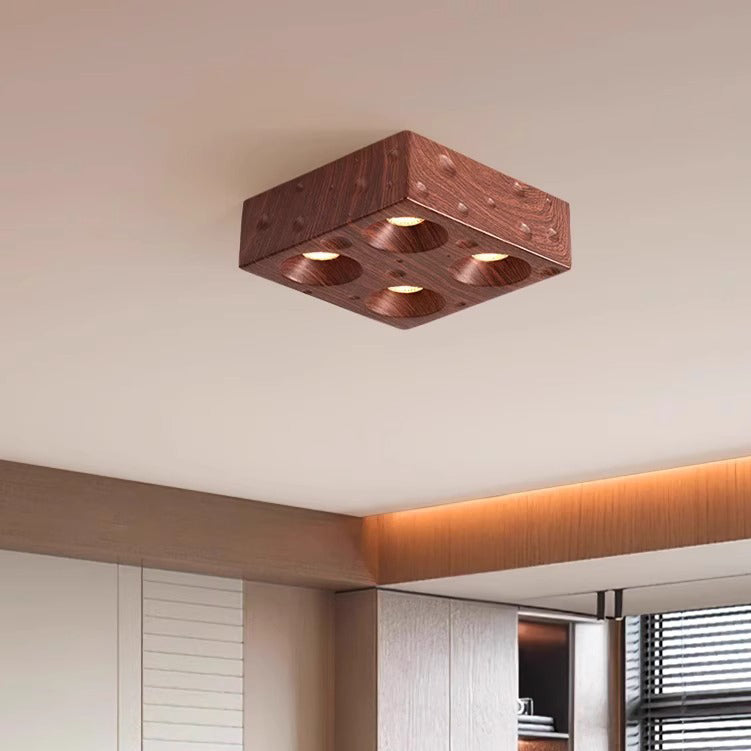 Modern Minimalist Cylinder Rectangle Cheese Iron LED Flush Mount Ceiling Light For Living Room