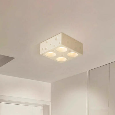 Modern Minimalist Cylinder Rectangle Cheese Iron LED Flush Mount Ceiling Light For Living Room