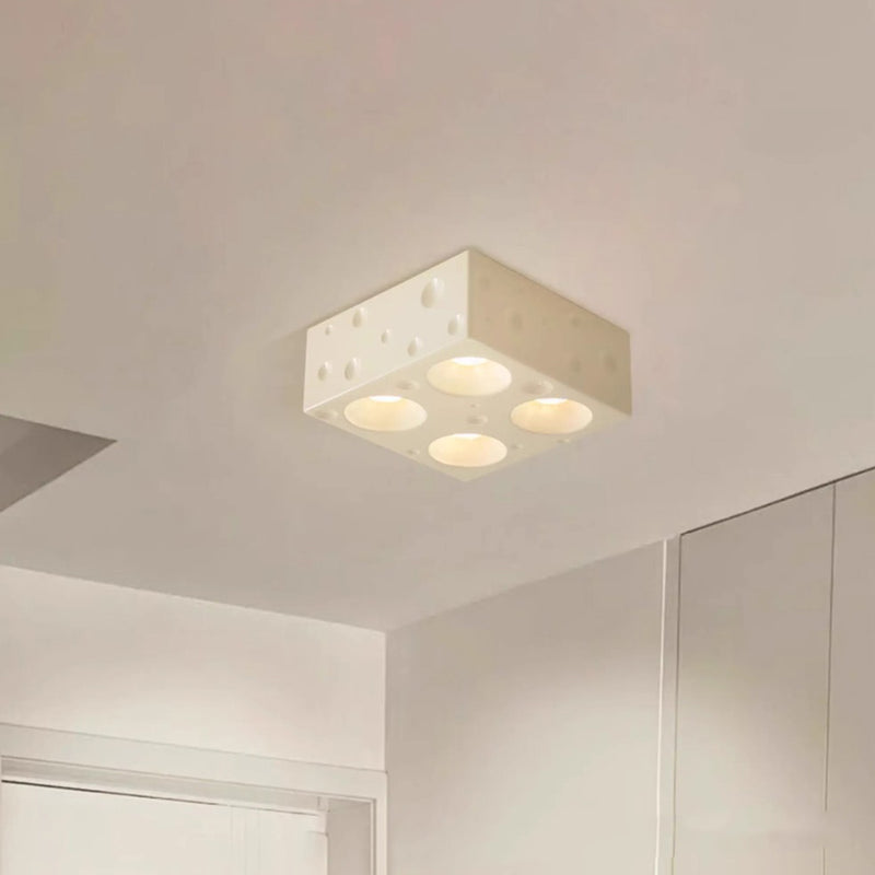 Modern Minimalist Cylinder Rectangle Cheese Iron LED Flush Mount Ceiling Light For Living Room