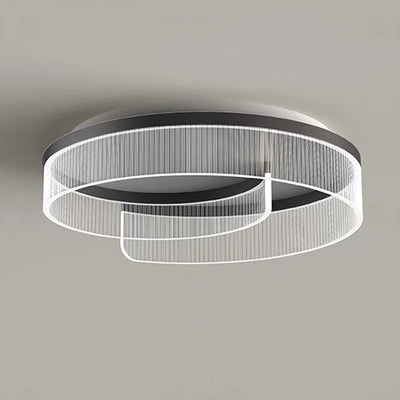 Modern Minimalist Round Hardware Aluminum Stripe Acrylic LED Flush Mount Ceiling Light For Bedroom