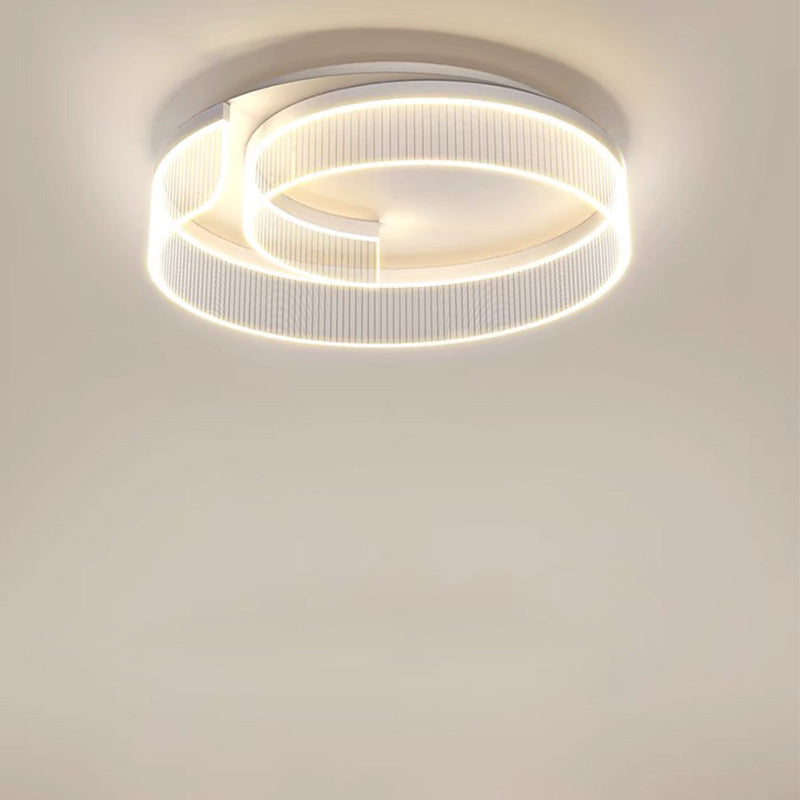 Modern Minimalist Round Hardware Aluminum Stripe Acrylic LED Flush Mount Ceiling Light For Bedroom