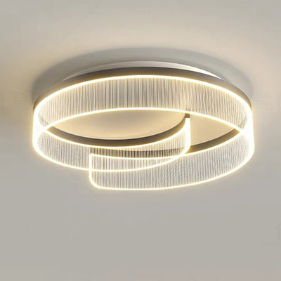 Modern Minimalist Round Hardware Aluminum Stripe Acrylic LED Flush Mount Ceiling Light For Bedroom