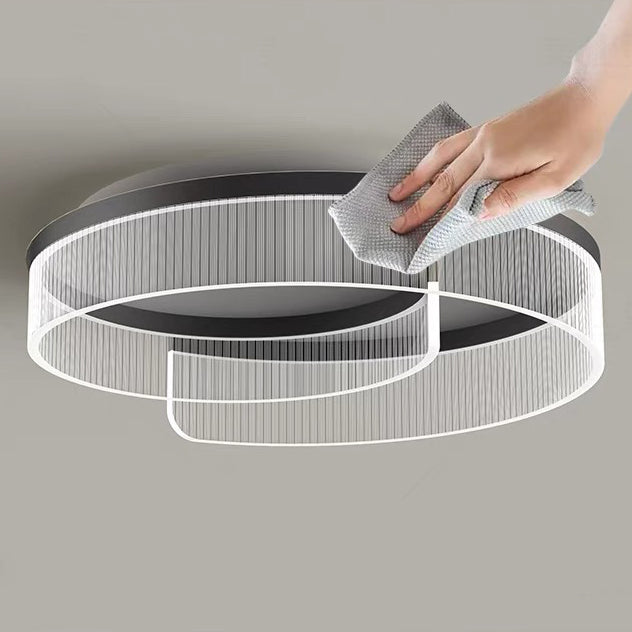 Modern Minimalist Round Hardware Aluminum Stripe Acrylic LED Flush Mount Ceiling Light For Bedroom