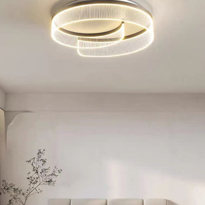 Modern Minimalist Round Hardware Aluminum Stripe Acrylic LED Flush Mount Ceiling Light For Bedroom