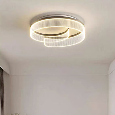 Modern Minimalist Round Hardware Aluminum Stripe Acrylic LED Flush Mount Ceiling Light For Bedroom