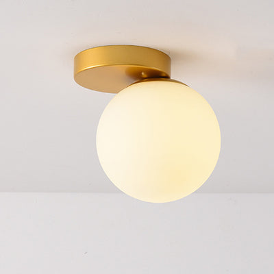 Modern Minimalist Round Globe Iron Glass 1-Light Semi-Flush Mount Ceiling Light For Living Room