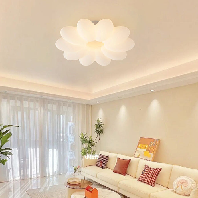 Modern Minimalist Flower Hardware Acrylic Shade LED Flush Mount Ceiling Light For Bedroom