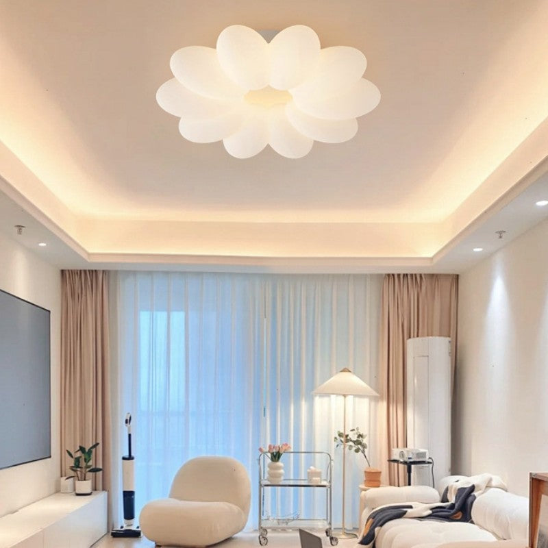 Modern Minimalist Flower Hardware Acrylic Shade LED Flush Mount Ceiling Light For Bedroom