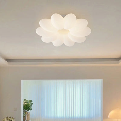 Modern Minimalist Flower Hardware Acrylic Shade LED Flush Mount Ceiling Light For Bedroom