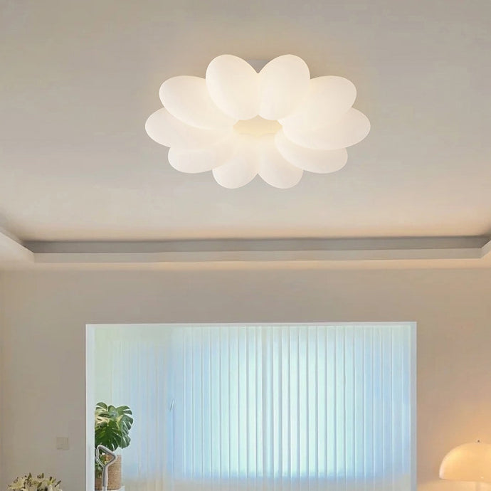 Modern Minimalist Flower Hardware Acrylic Shade LED Flush Mount Ceiling Light For Bedroom