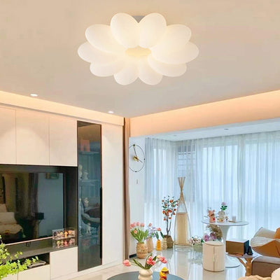 Modern Minimalist Flower Hardware Acrylic Shade LED Flush Mount Ceiling Light For Bedroom