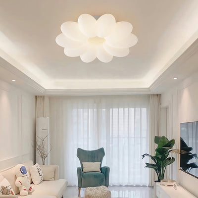 Modern Minimalist Flower Hardware Acrylic Shade LED Flush Mount Ceiling Light For Bedroom