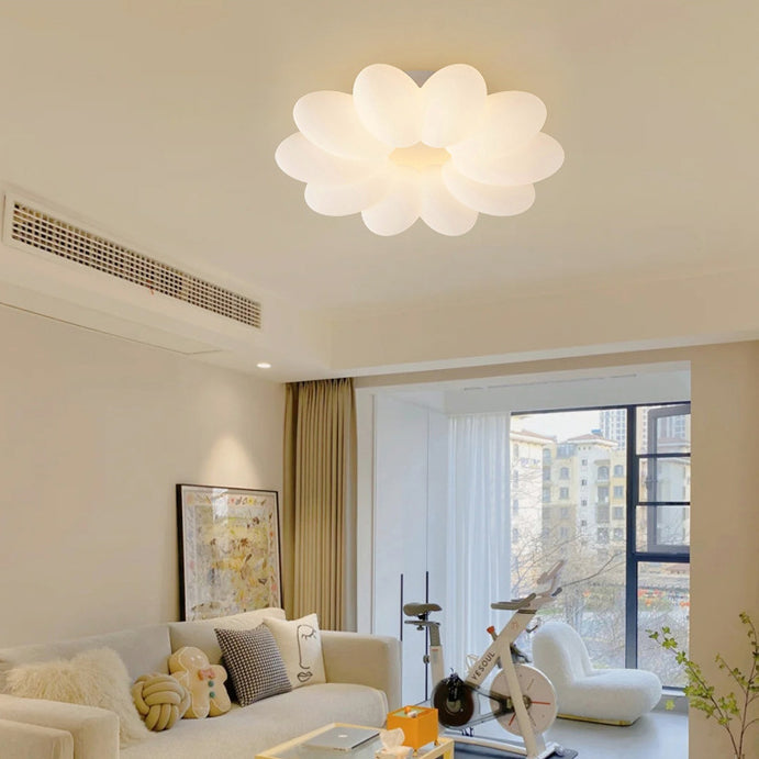 Modern Minimalist Flower Hardware Acrylic Shade LED Flush Mount Ceiling Light For Bedroom