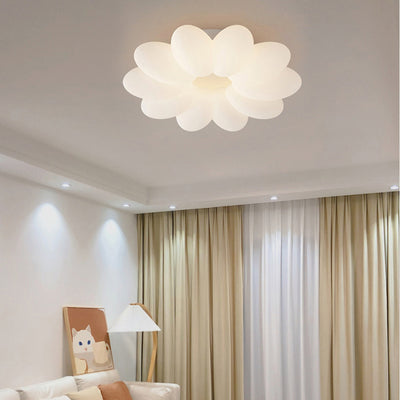 Modern Minimalist Flower Hardware Acrylic Shade LED Flush Mount Ceiling Light For Bedroom