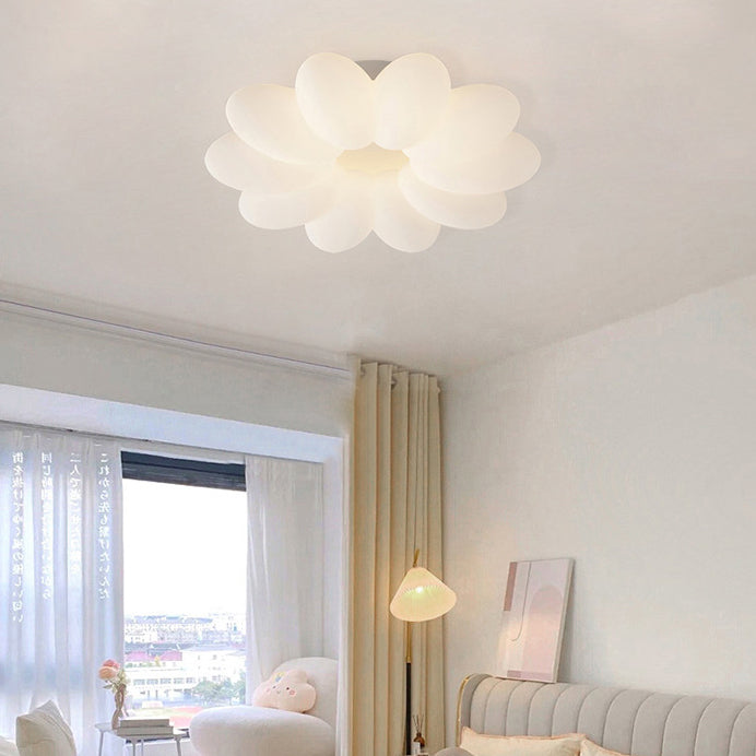 Modern Minimalist Flower Hardware Acrylic Shade LED Flush Mount Ceiling Light For Bedroom