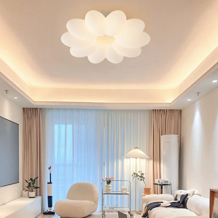 Modern Minimalist Flower Hardware Acrylic Shade LED Flush Mount Ceiling Light For Bedroom