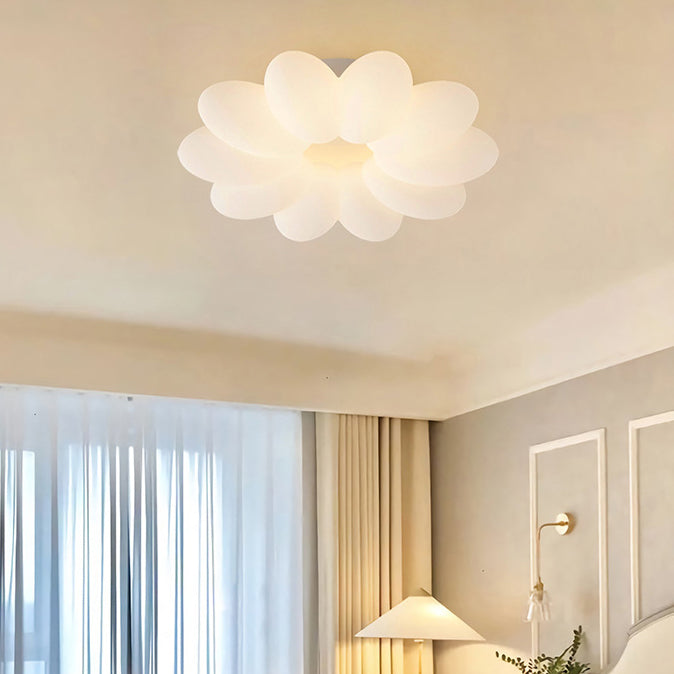 Modern Minimalist Flower Hardware Acrylic Shade LED Flush Mount Ceiling Light For Bedroom