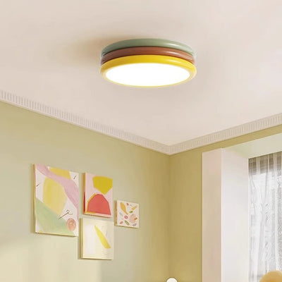 Contemporary Creative Multi-Layer Round Iron Acrylic Shade LED Flush Mount Ceiling Light For Bedroom