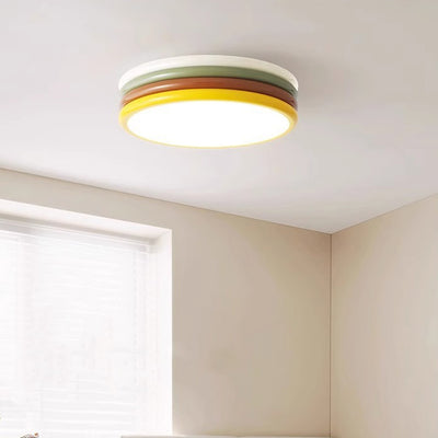 Contemporary Creative Multi-Layer Round Iron Acrylic Shade LED Flush Mount Ceiling Light For Bedroom