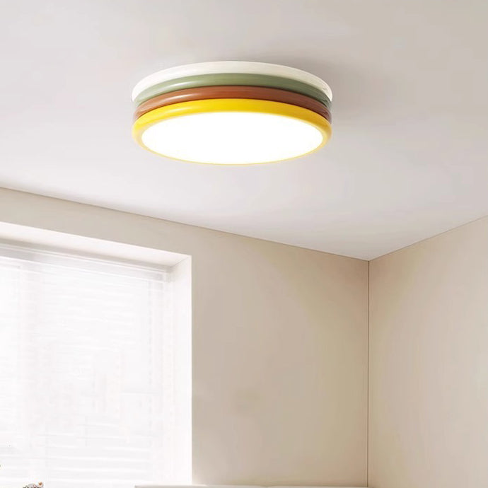 Contemporary Creative Multi-Layer Round Iron Acrylic Shade LED Flush Mount Ceiling Light For Bedroom