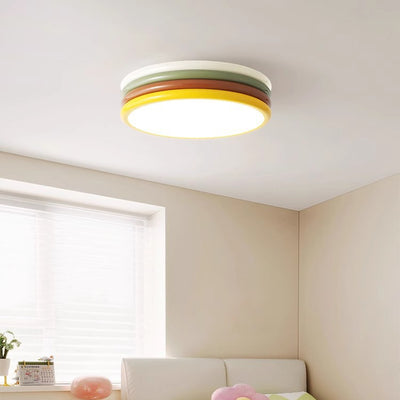 Contemporary Creative Multi-Layer Round Iron Acrylic Shade LED Flush Mount Ceiling Light For Bedroom