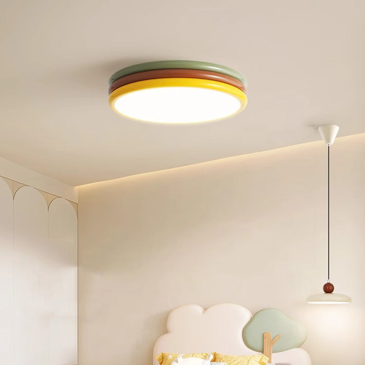 Contemporary Creative Multi-Layer Round Iron Acrylic Shade LED Flush Mount Ceiling Light For Bedroom