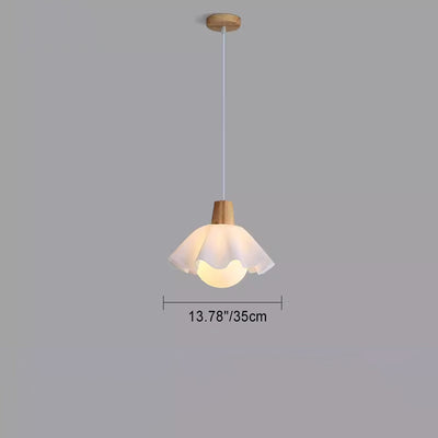 Modern Minimalist Floral Globe Wood Acrylic Glass Shade 1-Light Pendant Light For Living Room